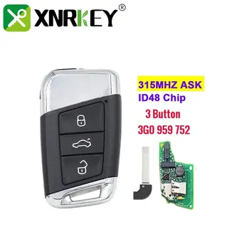 XNRKEY 3 Tlačidlo Smart Remote Kľúča Vozidla ID48 Čip 315Mhz pre Volkswagen VW Passat Magotan B8 Škoda A7 Variant na roky 2014-2020 FCC 3G0959