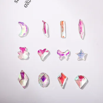 100ks/bal Aurora Genie Ploché Dno Diamond Fantasy Farby Á 12 Štýl Mix Nail Art Decoration Manikúra DIY Príslušenstvo