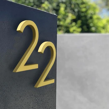 125 mm Plávajúce Číslo Domu Moderné Dvere Domov, Vonku 5 v. Čierna Zlatá Čísla Adresu Doska Prihlásiť Star #0-9