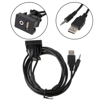 1M Auto Flush Mount USB Port Auto Loď 3.5 mm AUX, USB Predlžovací Kábel Adaptéra AOS