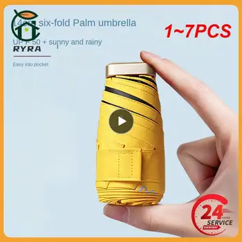 1~7PCS Módne Malý Skladací Dáždnik Dážď Ženy Mini Pocket Parasol Dievčatá Anti-UV Prenosné Cestovné Dáždnik Ultralight Slnko