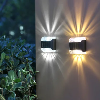 2 LED Solárne Nástenné Svietidlo Vonkajšie Nepremokavé Záhrada Dekor Lampa Hore a Dole Svietiace Svetlo pre Záhradu, Balkón Nádvorie Ulici Schody