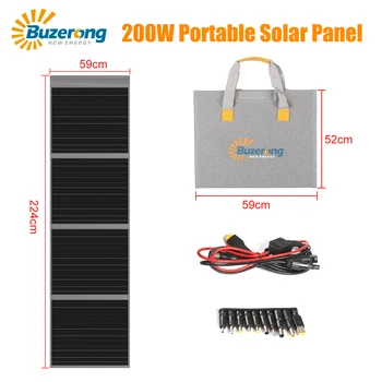 200W Solárny Panel Skladací Držiak Prenosná Solárna Nabíjačka s USB Nabíjanie Stabilizovať Nabíjačka Pre Outdoor Camping Telefón, Tabliet