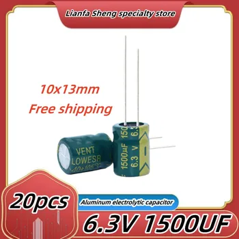 20pcs6.3V1500UF vysoká frekvencia nízky odpor hliníkové elektrolytický kondenzátor 10x13