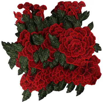 23 x 13 cm/9.1 x 5.1 palcový Rose Vyšívané Škvrny Polyester Red Roztomilý Dekorácie Oblečenie Železa-na Vyšívané Patch Džínsy