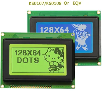5V 128X64 BODOV LCD Modul Modrá Žltá Obrazovke 12864 Displej S Podsvietením KS0107 KS0108 Paralelný Port LCD12864