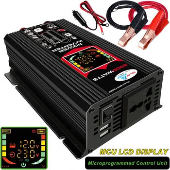 6000W Auto Menič Digitálny Displej LCD Transformer Converter 12V Na 110V/220V Dual USB Porty Invertor Pre Auto Spotrebiče