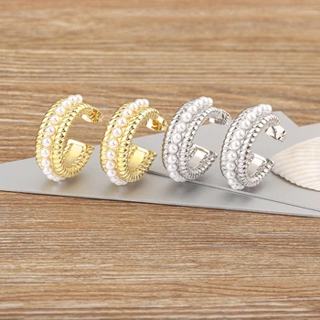 AIBEF Čaro Svadby Pearl Stud Náušnice Ženy Elegantné Medi Ornament Výročie Šperky Moderný Západný Štýl Darček na Denné Nosenie