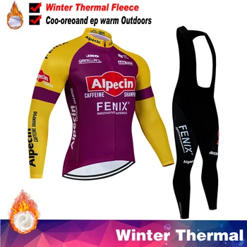Alpecin Tím Zimné Thermal Fleece Cyklistické Oblečenie pánske Cyklistické Dresy Vyhovovali Vonkajšie Koni Bike MTB Teplé Oblečenie Náprsníkové Nohavice