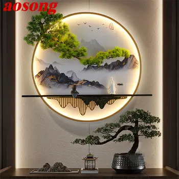 AOSONG Moderné Nástenné Obrázok Svetlo vo Vnútri Tvorivé Čínskej Krajiny nástenná maľba Sconces Lampa LED pre Domáce Obývacia Spálňa Štúdia