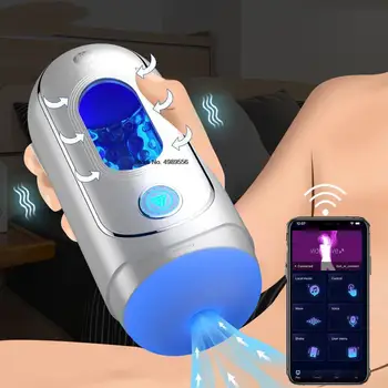 APLIKÁCIE Ovládanie Automatické Muž Masturbator Bluetooth Vibrátor Fajčenie Sex Stroj Silikónové Pošvy Masturbácia Pohár Sexuálne Hračky Pre Mužov