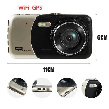 Auto Dash Cam Dash Fotoaparát, Dual Objektívom, Postavený v DVR Rekordér Dashcam G-Senzor Slučky Nahrávanie parkovanie monitorovania s WiFi