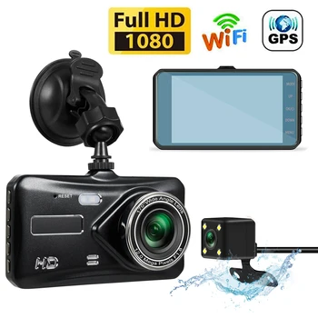 Automobilové DVR Dash Cam WiFi 4.0 Full HD 1080P Zozadu Auto Kamera, videorekordér Auto DVR Dashcam Black Box GPS Sledovanie Auto Príslušenstvo