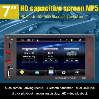 Autorádia 2DIN 7 palcový podporu Bluetooth Hovor Cúvaní Priority MP5 Prehrávač 12V TF Karty Kapacitný Displej FM, AUX 1080P