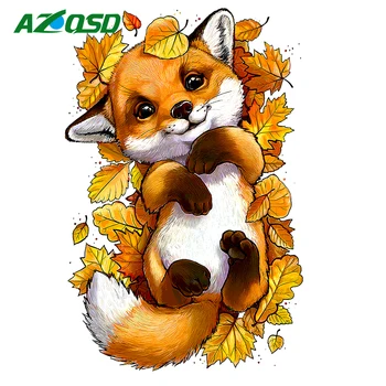 AZQSD Diamond Maľby Zvierat Fox Plné Kolo Vŕtať 5D Výšivky Javorový List Drahokamu Obrázok Nová Kolekcia 2023 Wall Art