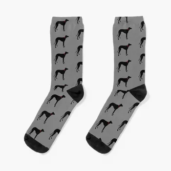 Black sighthound siluetu s golier Ponožky mužov ponožky ponožky pánske ponožky pre človeka