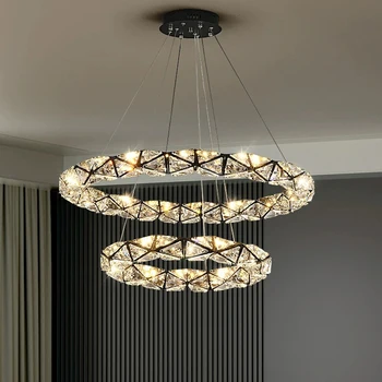 BOSSEN francúzsky LED krištáľový luster pre jedáleň, až 145 CM, black/gold, pre obývacie izby, spálne krištáľový luster.