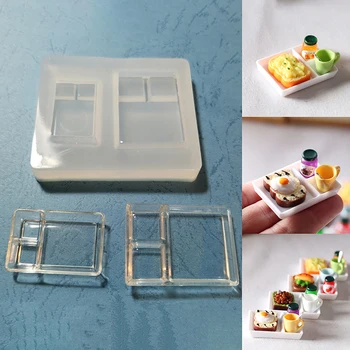DIY Drop UV Lepidlo Silikónové Formy Mini Plesní 1:12 domček pre bábiky Miniatúrne Tanieri Lunch Box Zásobník Doll House Príslušenstvo(Len Plesní)