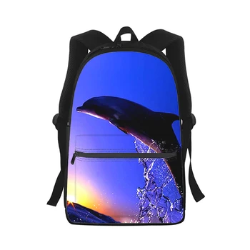 dolphin zvierat Muži Ženy Batoh 3D Tlač Módne Študent Školy Vrecka Notebook Backpack Deti Cestovná Taška cez Rameno