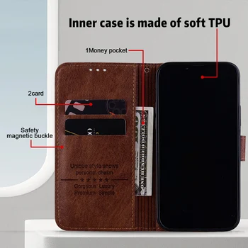 Flip Kožené puzdro Pre iPhone 15 Pro Max Farbou Peňaženky Prípade iPhone 15 pracovných Magnetické Funda