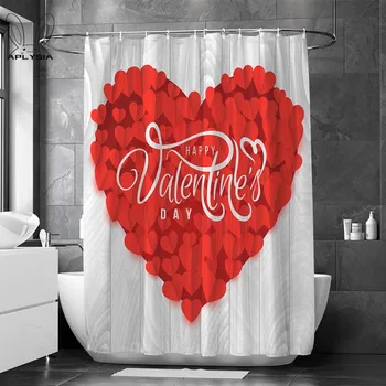 Francúzsky Romantický Pár Rád anglický Sprchové Závesy Svadobné Červené Srdce Miluje Diamantový Prsteň Náhrdelník Nepremokavé Kúpeľňa s háčikmi