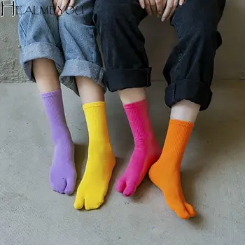 Japonský Multicolor Dvoma Prstami Ponožky pánske Bavlnené dámske Split Prst Tangá Dlhé Ponožky, Bavlnené Vlákna Priedušné Ponožky