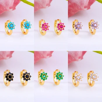 JINFU pozlátené Hoop Náušnice Pre Ženy Móda Piercing Cubic Zirconia Farba Huggies Náušnice 2023 Šperky Veľkoobchod