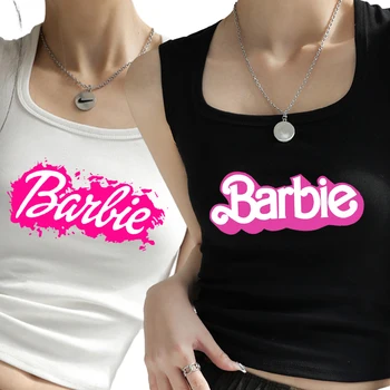 Kawaii Dievčatá, Barbie Bez Rukávov Plodín Top Módne Dámske Sexy Štíhla Športová Vesta Soft Príležitostné Celý Zápas Žien Krátke Tank Topy T-Shirt