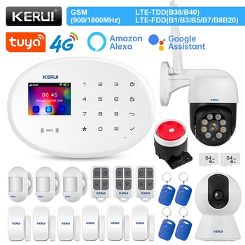 KERUI W204 Alarm Systém Kit 4G GSM WIFI Tuya Smart Home Alarm Pracovať S Alexa Google Asistent Bezpečnostné Kamery, Snímača Pohybu