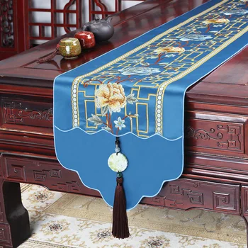 Klasické High-end Jade Prívesok Pozadí Textílie Elegantný Minimalistický Stolové Vlajky Strana Domov Svadobné Dekorácie Stôl Runner
