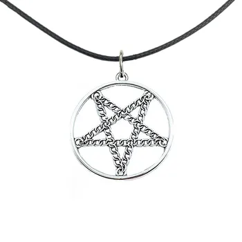 Klasický Kruhový big star náhrdelník Duté reťazca dizajn Satan Pentagram Náhrdelník s Príveskom