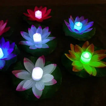 LED Nočné Svetlo Lotus Umelé Plávajúce Lotus Lampa Falošné lekna Lotosový Kvet Záhrade Bazén Rybník Fontána Jardin Dekor 18-28 cm