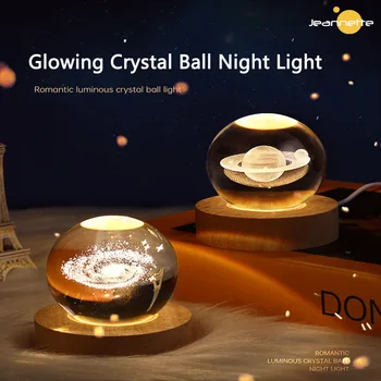 LED USB 3D Nočné Svetlo Crystal Ball Galaxy Hviezdy Projektor Nočného na Narodeninovej Party Dekor Valentína Nočná Lampa Vianoce