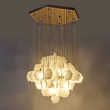 Luxusný Dizajn Mramoru Luster Moderné Foyer Svetlá LED Svietidlo Spálne Dekorácie Loft Villa Lesklý Lampa