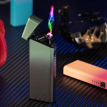 Mini Vonkajšie Elektrické Vetru Kovové Dvojité Arc USB Zapaľovač Plazma Flameless Dotykový Power meter Ľahšie Mužov, Darčeky