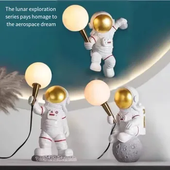 Moderné Astronaut stolná Lampa Živice Lampa bez elektroinštalácie Spálňa Čítanie Tvorivé Deti Miestnosti Dekorácie Priestor Muž, písací Stôl Svetlo LED nástenné svietidlo