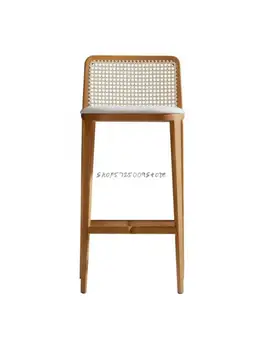Moderný Čínsky masívneho dreva bar stoličky a ratanový operadlo stoličky bar Nordic light luxusné barové stoličky vysoké stoličky pre domácnosť vysoká