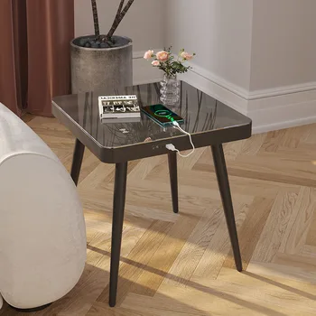 Multifunkčné Domov Sklenený Stôl Reproduktor Kávy Smart Strane Tabuľky s Bezdrôtovú Nabíjačku