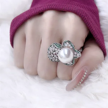 Módne Biela Perla Cubic Zirconia Prstene pre Ženy Nádherný 925 Sterling Silver Pásma Príslušenstvo Šperky Drop Shipping