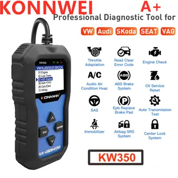 Najlepšia kvalita KONNWEI KW350 OBD2 Kód Skener na Auto VAG s ABS, Airbag Reset Oleja Služby Svetlo EPB Diagnostický Nástroj, A+++
