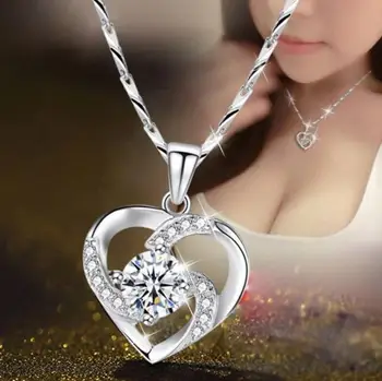 Nový Luxusný Crystal CZ Srdce Choker Príveskom Náhrdelník 925 Sterling Silver Chain Náhrdelníky Pre Ženy, Svadobné Šperky, Darčeky