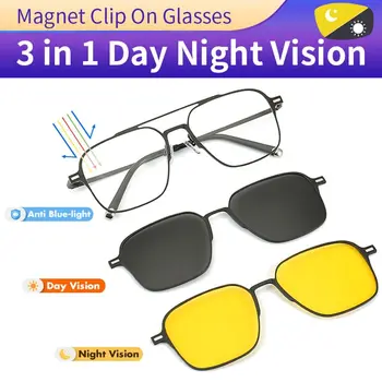 Okuliare Kovové spony, Magnetické Okuliare s Magnetom Klip Na Okuliare Polarizované 3 V 1 Okuliare, Anti Modré Svetlo Okuliare