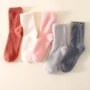 Plyšové Noriek Velvet Ponožky Ženy Zimné Zahustiť Teplé Čisté Farby Bežné Ponožky Spánku Ložnej Domov Fluffy Sock