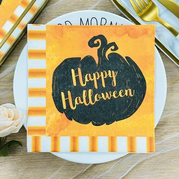 Potravinársky Vytlačené Farebné Servítky Tvorivé Papierové Uteráky Námestie Tissue Papiera Hotelovej Reštaurácii Papier Halloween Party Dekorácie