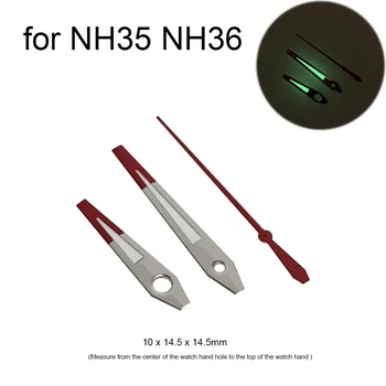Pre NH35 NH36 Ruky Zelený Svetelný 3Pins Ihly Ukazovatele Červená Strieborná Ruky Hodinky pre NH35/NH36/4R/7S Pohyb
