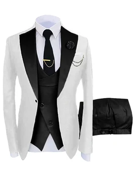 Prispôsobený pánske Oblek Zárez Klope Ženícha Tuxedos Bunda Blejzre Halloween Kostým Pre Elegantný Luxusný Muža Oblek Na Svadbu 5113