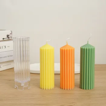 Pruhované vertikálne Poukázal na Valcové Sviečky Formy Akryl PC Plastu sviečka Formy hrubo ozubeným Aromatické sviečky DIY Nástroj