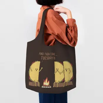 Recyklácia Utorok Nákupní Taška Ženy Plátno Ramenný Tote Bag Trvalé Ovocie Vegánska S Potravinami Shopper Tašky Fotografie Kabelky