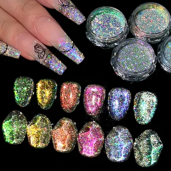 Reflexná Lesk Prášok Iskru Aurora Diamond Flitrami na Nechty, Glitter Nail Art Prachu Shinning Pigment DIY Manikúra Dekorácie