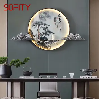 RONIN Moderné Stenu Obraz, Lampa Vnútri Tvorivé Čínskej Krajiny nástenná maľba Pozadia Posteli Sconce LED pre Domáce Obývacia Spálňa